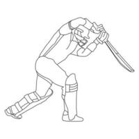 cricket giocatore posa linea arte vettore illustrazione