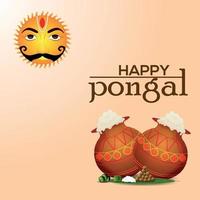felice pongal south indian festival celebrazione design vettore