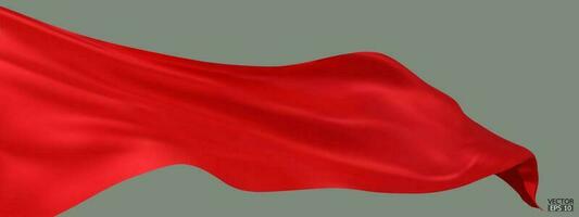 volante rosso seta tessile tessuto bandiera sfondo. liscio elegante rosso raso isolato su verde sfondo per mille dollari apertura cerimonia. rosso tenda. 3d vettore illustrazione