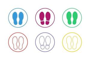 set di icone di impronta di scarpe colorate vettore