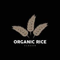 Grano riso logo, agricolo biologico pianta vettore, d'oro pane Materiale lusso disegno, retrò Vintage ▾ tema design vettore