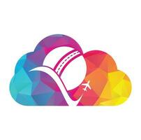 cricket viaggio nube forma vettore logo design.