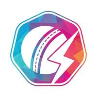 cricket palla tuono vettore logo design. cricket club vettore logo con fulmine bullone design.