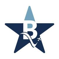 lettera B aria viaggio logo design modello. B lettera e aereo logo design icona vettore. vettore