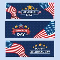 felice collezione di banner usa memorial day vettore