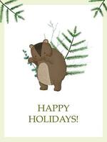 nuovo anno e Natale carte, carino infantile mano dipinto illustrazione vettore