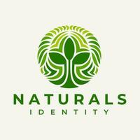 minimalista linea naturale pianta logo design. moderno cerchio seme foglia logo marchio. vettore