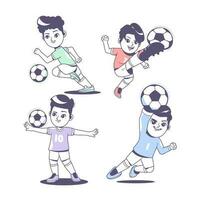 carino calcio giocatore cartone animato illustrazione design vettore