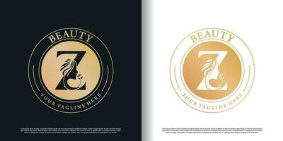 iniziale z logo design con bellezza donne icona e creativo concetto premio vettore