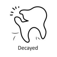 cariato vettore schema icona design illustrazione. dentista simbolo su bianca sfondo eps 10 file