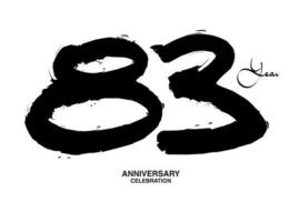 83 anni anniversario celebrazione vettore modello, 83 numero logo disegno, 83th compleanno, nero lettering numeri spazzola disegno mano disegnato schizzo, nero numero, anniversario vettore illustrazione