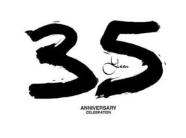 35 anni anniversario celebrazione vettore modello, 35 numero logo disegno, 35 ° compleanno, nero lettering numeri spazzola disegno mano disegnato schizzo, nero numero, anniversario vettore illustrazione