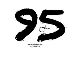 95 anni anniversario celebrazione vettore modello, 95 numero logo disegno, 95 ° compleanno, nero lettering numeri spazzola disegno mano disegnato schizzo, nero numero, anniversario vettore illustrazione