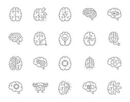 icona lineare impostata per l'attività cerebrale vettore