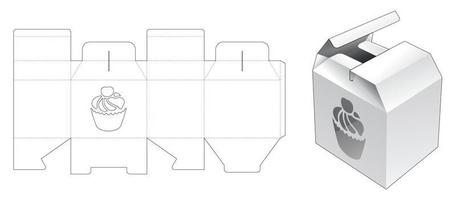 scatola con apertura centrale con modello fustellato a forma di torta a forma di torta vettore