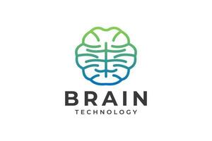 cervello schema linea arte logo vettore icona.