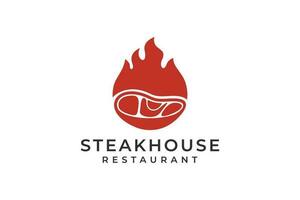 bbq e steakhouse logo, logo modello per steakhouse ristorante. vettore