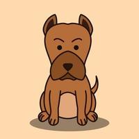 Cartoon carino illustrazione vettoriale di un cane pitbull marrone