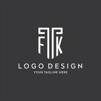 fk monogramma iniziale nome con scudo forma icona design vettore