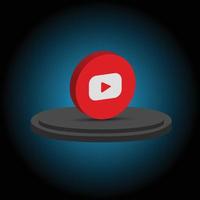 social media 3d render icona di youtube vettore