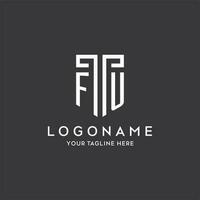 fu monogramma iniziale nome con scudo forma icona design vettore