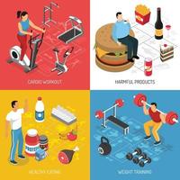 illustrazione di vettore di concetto isometrico di nutrizione sportiva fitness