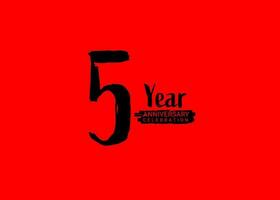 5 anni anniversario celebrazione logo su rosso sfondo, 5 numero logo disegno, 5 ° compleanno logo, logotipo anniversario, vettore anniversario per celebrazione, manifesto, invito carta