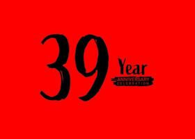 39 anni anniversario celebrazione logo su rosso sfondo, 39 numero logo disegno, 39th compleanno logo, logotipo anniversario, vettore anniversario per celebrazione, manifesto, invito carta