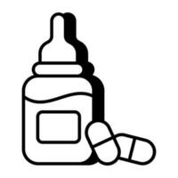 un'icona di design unica della bottiglia di farmaci vettore