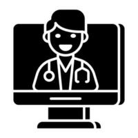 un'icona del design unico del medico online vettore