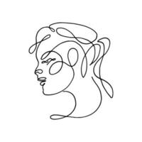 donna testa vettore Linea artistica illustrazione. uno linea stile disegno. donna linea arte minimalista logo.