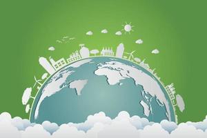 ecology.green cities aiuta il mondo con idee ecologiche concept.vector illustrazione vettore