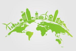 ecology.green cities aiuta il mondo con idee ecologiche concept.vector illustrazione vettore