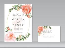 bella carta di nozze set rose design vettore