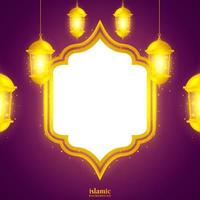 sfondo islamico con illustrazione lanterna oro lucido vettore