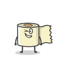 illustrazione di progettazione di vettore di emoticon di cartone animato piatto mascotte personaggio carino carta igienica