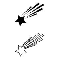 tiro stelle icona vettore. cometa coda o stella pista illustrazione cartello. fuochi d'artificio simbolo o logo. vettore