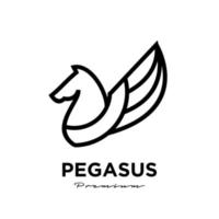 pegasus fly horse, black horse, design logo vettore