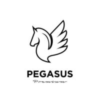 pegasus fly horse, black horse, design logo vettore