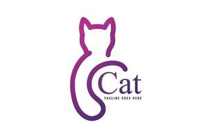 semplice minimalista gatto gattino gattino logo design vettore