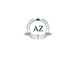 tipografico az femminile corona logo, unico az za cerchio lettera logo design vettore