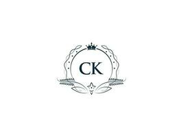 minimo ck logo icona, creativo femminile corona ck kc lettera logo Immagine design vettore