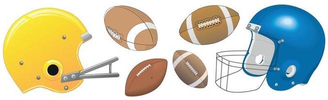 accessori di football americano su uno sfondo bianco - vettore