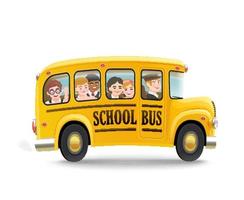 scuolabus di cartone animato con i bambini vettore