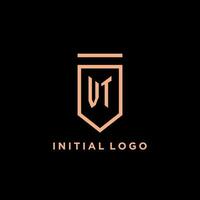 vt monogramma iniziale con scudo logo design icona vettore