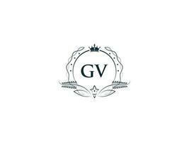 minimo lettera gv logo corona icona, premio lusso gv vg femminile lettera logo icona vettore