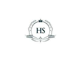 femminile corona hs re logo, iniziale hs sh logo lettera vettore arte