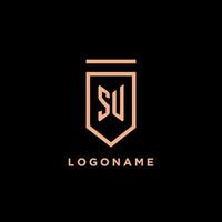 su monogramma iniziale con scudo logo design icona vettore