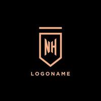 nh monogramma iniziale con scudo logo design icona vettore