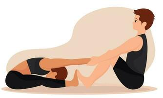 isolato paio di persone fare yoga esercizi vettore illustrazione